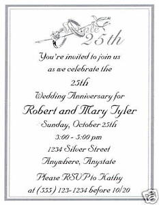 25th silver wedding anniversary invitations