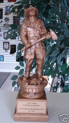 HEAVY FIREMAN FIREFIGHTER STATUE AWARD TROPHY GOLD  