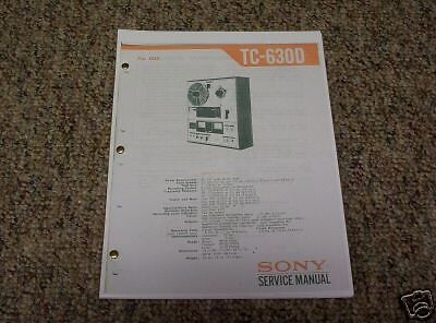 Sony TC 630D Reel to Reel Service Manual FREE SHIP  