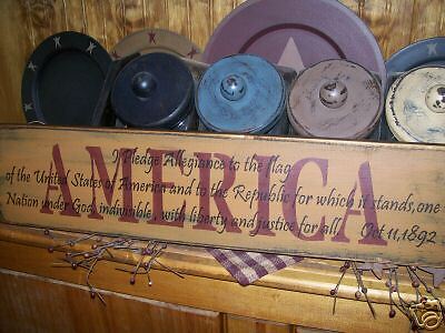 PRIMITIVE AMERICANA SIGN~~AMERICA~PLEDGE OF ALLEGIANCE~  