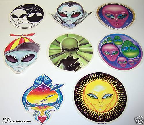 Alien  U.F.O.  ROSWELL Stickers Lot CHEAP LOOK  