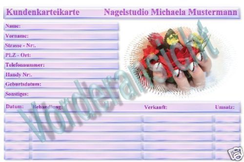 20 Karteikarten Nagelstudio Fingernagelstudio  