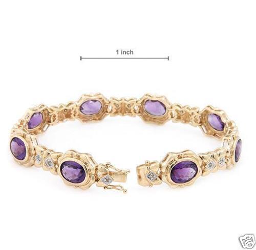   Certified Amethyst and Diamond 14K Tennis Bracelet. HEAVY 24.5 grams