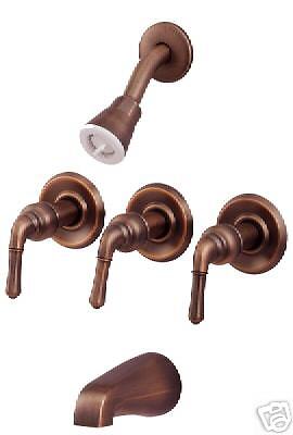 Antique Copper 3 Handle Tub & Shower Faucet 34536  