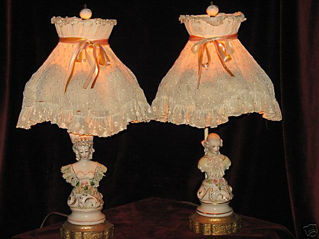 VINTAGE CORDEY PORCELAIN VANITY LAMPS SHADES ELECTRIC  