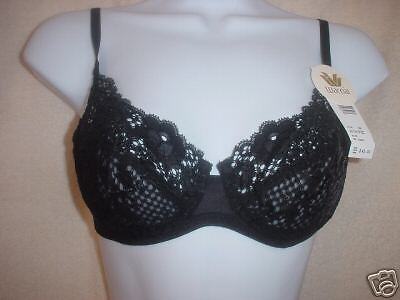 Wacoal 85186 Sheer Floral Lace UW 32C Black  