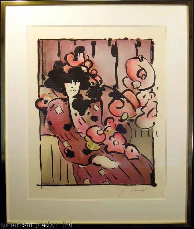 Peter Max Brown Lady With Vase Vintage Serigraph NR  