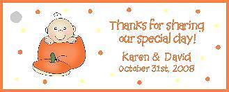 42 PUMPKIN BABY HALLOWEEN BABY SHOWER FAVOR TAGS W/NAME  