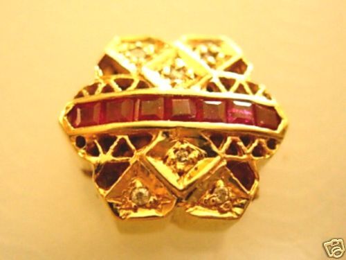 Estate RARE Joshua Diamond Ruby 14k Gold Bracelet Slide  