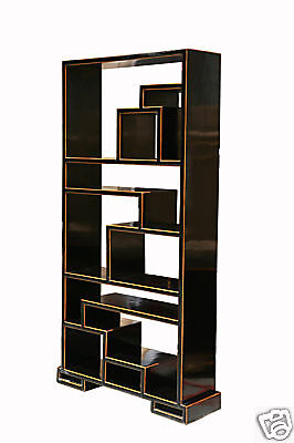 Oriental Black Lacquer Display Cabinet Bookcase s583s  