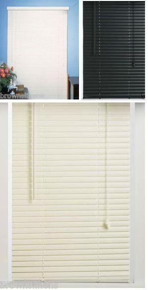 VINYL MINI BLINDS, WHITE, ALABASTER OR BLACK (64 LONG)  