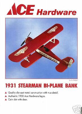 Ace Stearman Bi Plane Bank Literature Ertl#8410  