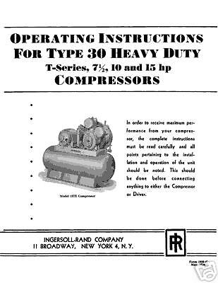 Ingersoll Rand Type 30 T Series Air Compressor Manual  