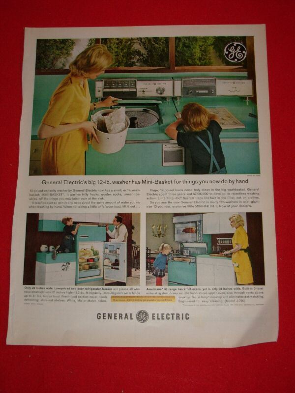 1963 General Electric Appliances Ad Washer Dryer Range  