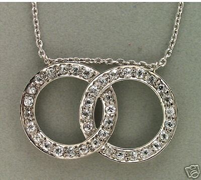 ESTATE 1920’s INTERTWINED DOUBLE CIRCLE PLATINUM DIAMOND PENDANT 16 