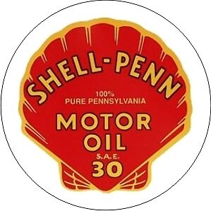 Vintage Shell Penn Motor Oil sticker decal sign 3 dia.  