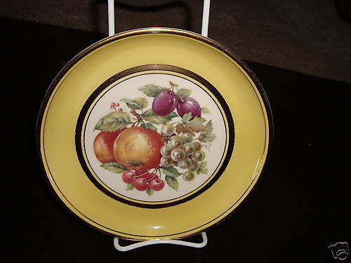 Hyalyn Porcelain Plate Fruit Trimmed in 22 Kt. Gold  