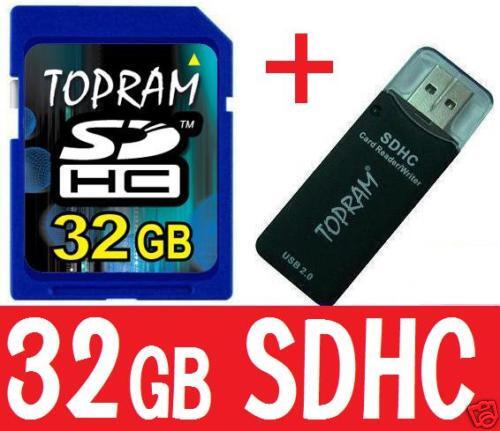 TOPRAM 32GB 32G SD SDHC Class 6 Fast SD Card +R3  