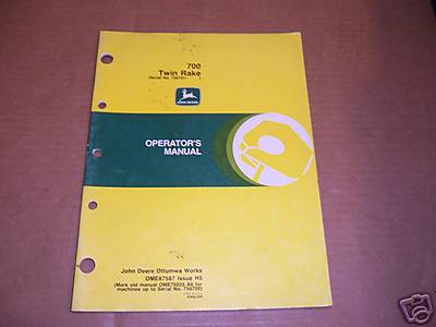 c279) John Deere Operator Manual 700 Twin Hay Rake  