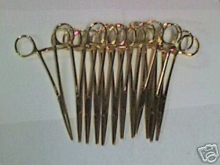 12 Kelly Forceps 5.5 STR FULLY GOLD Surgical Dental  