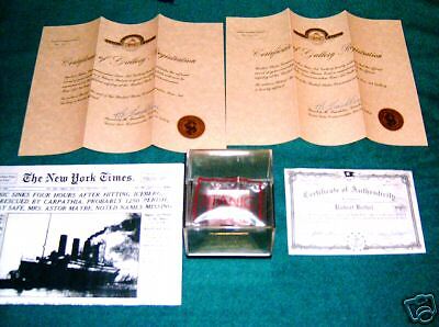 Titanic Coal + Display Case + COA + NY Times~ VERY RARE  