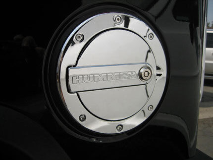 Hummer H3 H3T Chrome Locking Fuel Door w Logo