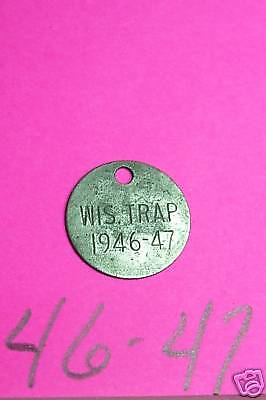 1946   1947 WISCONSIN TRAP TAG ANTIQUE LICENSE  