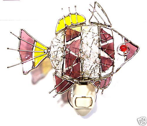 Stained Glass Fish Night Light w/Swivel Feature  