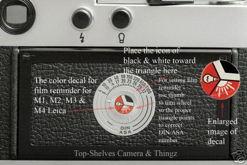 Leica M4,M3,M2,M1& IIIg Film Reminder Decal Replacement  