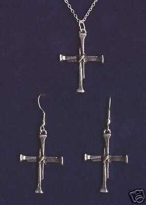 Christian Jewelry Nail Cross Earring, Necklace set  