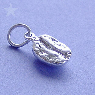 COFFEE BEAN BARISTA Sterling Silver Charm Pendant  