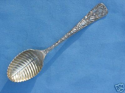 ANTIQUE WM ROGERS SILVER BERRY SUGAR SHELL SPOON RARE  