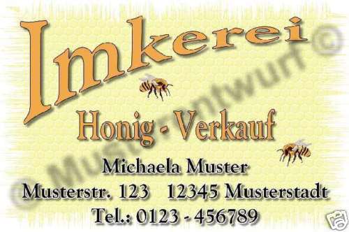 50 Visitenkarten Imker Honig Verkauf Imkerei Bienen  