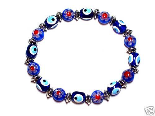 Evil Eye Bracelet Greek Good Luck Charm Millefiori 7.5  