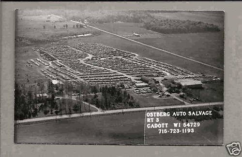 Cadott Wisconsin 1960s RPPC Aerial Auto Salvage yrd Wi