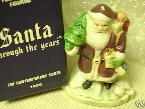 PORCELAIN FIGURINE SANTA 1920 W/ BOX THROUGH THE YEARS  