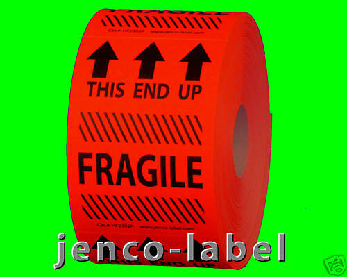 HF2302R,500 2x3 This End Up Fragile Label/Sticker  