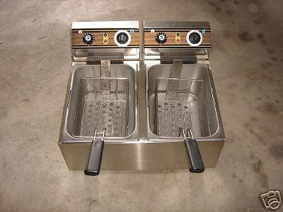 New Electric Countertop 2 Basket Deep Fryer Stainless  