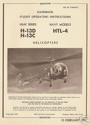 USAF H 13 USN HTL 4 HELICOPTER FLIGHT MANUAL HANDBOOK  