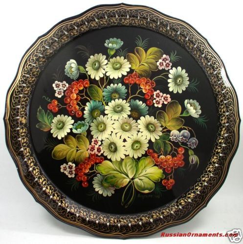 Zhostovo Russian Handpainted Tole Tray #1835  