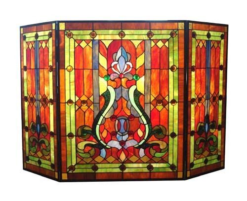 HIGHGATE ARCHITECTURAL * STAINED GLASS FIREPLACE SCREEN  